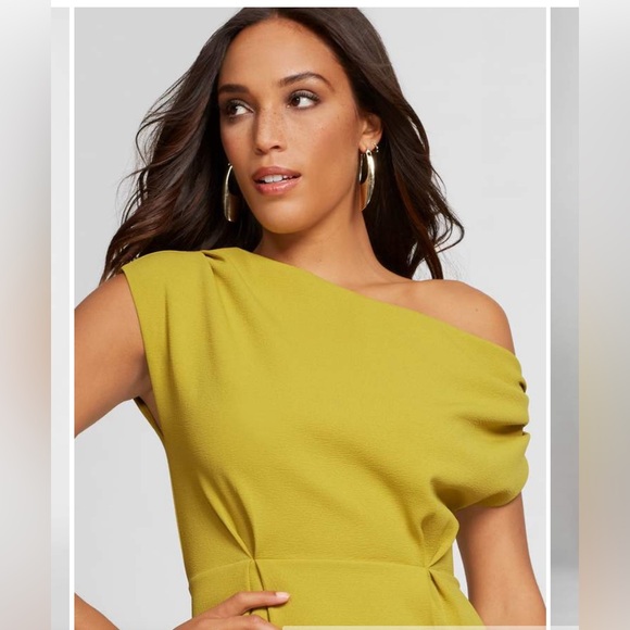 New York and Co One-Shoulder Ponte Sheath Dress - Gabrielle Union Collection - Picture 2 of 8